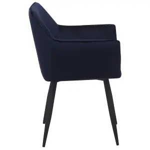 Set of 2 Dining Chairs JASMIN Velvet Dark Blue