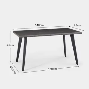 Bulhary Rectangular Dining Table Brown / H75 x L140 x W78cm