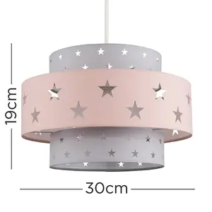 ValueLights Weaver Modern Children's Pink and Light Grey Cut Out Star Design Ceiling Pendant Light Shade