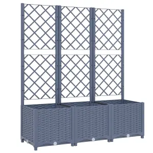 Berkfield Garden Planter with Trellis Dark Grey 120x40x136 cm PP