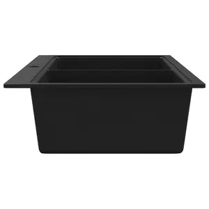 vidaXL Overmount Kitchen Sink Double Basin Granite Black