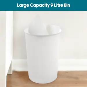 JVL Toilet Brush and  White Plastic Bin - White