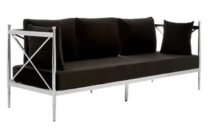 Novo 3 Seat Sofa With Silver Lattice Sides