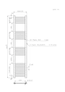 Right Radiators 1400x300 mm Straight Heated Towel Rail Radiator Bathroom Ladder Warmer Chrome