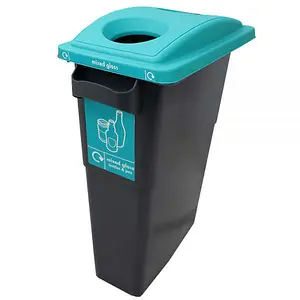 SustainaBin Indoor Recycling Bin - Dark Aqua - Twin Hole Top - 70 Litres