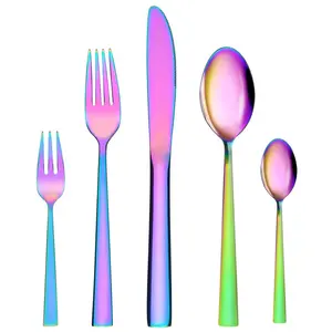 Velaze 30 Piece Stainless Steel Cutlery Set , Service for 6 Colorful