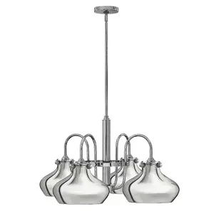 Elstead Hinkley Congress Pendant Light Multi Arm Dome Shades 4x E27 Chrome