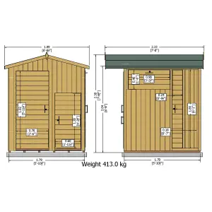 Shire Multi Store 6x6 ft Apex Wooden 4 door Shed with floor