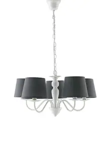 Luminosa FAVOLA 5 Light Chandeliers with Shades White, Fabric 56x30cm