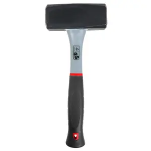 SPARES2GO Lump Club Sledge Hammer Heavy Duty Fibreglass Shaft Hardened Steel Head TPR Comfort Grip Handle (4lb / 2kg)