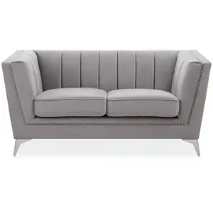 Interiors by Premier Hansa Two Seat Grey Velvet Sofa