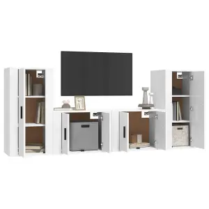 Berkfield 4 Piece TV Cabinet Set High Gloss White Engineered Wood