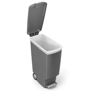 Simplehuman 40L Plastic Slim Pedal Bin Grey