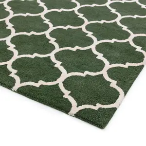 Ogee Green Geometric Handmade Luxurious Modern Easy to clean Rug for Dining Room Bed Room and Living Room-160cm X 230cm