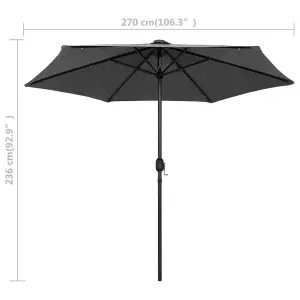 Berkfield Parasol with LED Lights and Aluminium Pole 270 cm Anthracite