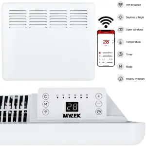 MYLEK Panel Heater 1KW Eco Smart WiFi App Radiator Electric Low Energy with Timer and Thermostat