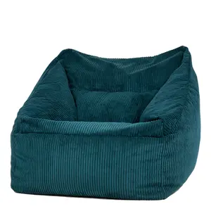 icon Morgan Corduroy Armchair Bean Bag and Footstool Set Teal Green Giant Bean Bag Chair