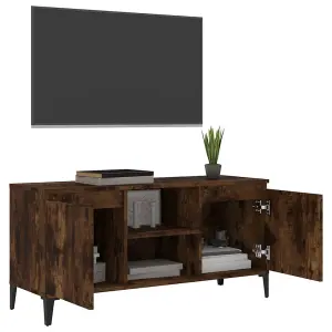 Berkfield TV Cabinet with Metal Legs Smoked Oak 103.5x35x50 cm