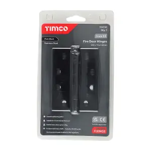 Timco - Grade 13 Fire Door Hinges - Matt Black Stainless Steel (Size 101 x 76 x 3 - 3 Pieces)