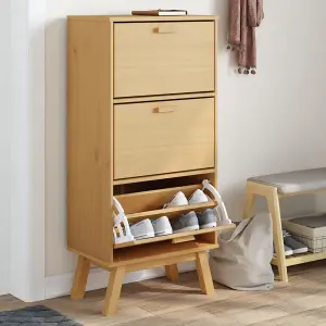 Berkfield Shoe Cabinet OLDEN Brown 55x35x120cm Solid Wood Pine