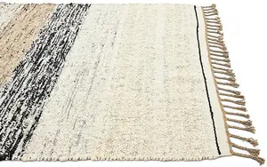 Aura Rectangular Shaped Hand Woven Rug - Jute/Wool - L290 x W200 x H1 cm - Beige