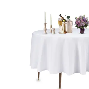 Neel Blue Round Tablecloth 335cm - White