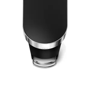 simplehuman 40L Slim Kitchen Pedal Bin with Liner Rim, Silent Soft Close Lid, Black Plastic