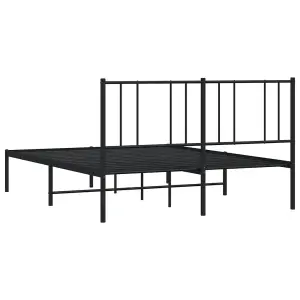 Berkfield Metal Bed Frame with Headboard Black 140x190 cm