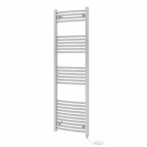 Rinse Bathrooms Electric Heated Towel Rail Curved Chrome Bathroom Towel Radiator 1600x500mm - 800W