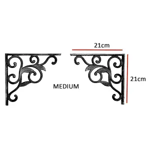 air of Medium Brown Victorian Cast Iron Wall Shelf Brackets Supports Heavy Duty