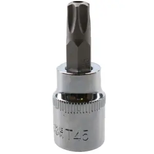 T45 3/8" Drive Tamper Proof Torx Star Bit 48mm Tamper Torx Chrome Vanadium Steel