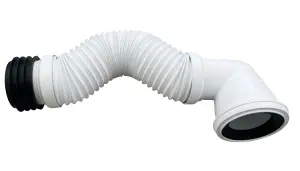 90 Degree White Flexible Pipe Waste Pipe Connector 4" (400mm-730mm), Durable Adjustable Flexible Pipe Pan Connector. FREE DELIVERY