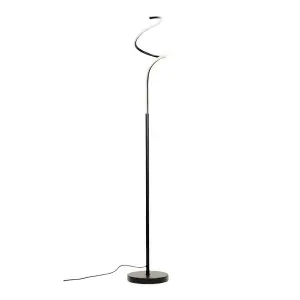 ValueLights Palmer Black Single Spiral Twist Floor Lamp Integrated LED Standing Light Living Room Lounge Lighting