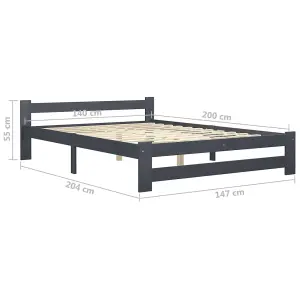 Berkfield Bed Frame Dark Grey Solid Pine Wood 140x200 cm