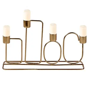 URBNLIVING 16cm Metal Gold Candle Holder Holds Up To 4 Candles Dinner Centrepiece