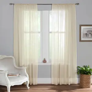 Home Curtains Voile Slot Top Panels 59w x 54d" (149x137cm) Cream (PAIR)