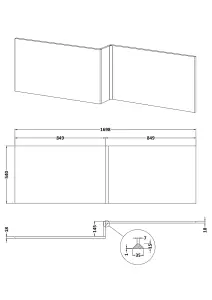 1700mm Square MFC Reversible Shower Bath Front Panel - Woodgrain Anthracite