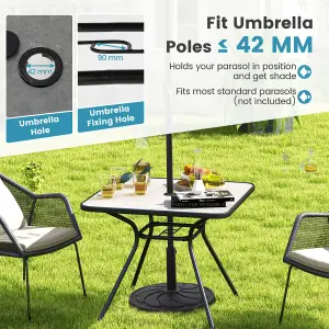 Costway Outdoor Dining Table Patio Bistro Table w/ 42mm Umbrella Hole for 4 Persons