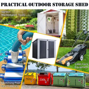 Outsunny 2-Bin Corrugated Steel Rubbish Storage Shed w/ Locking Doors Lid Unit