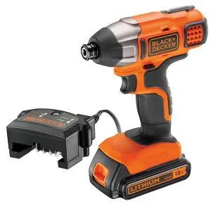 Black+Decker 18V Li-ion Brushed Cordless Impact driver (1 x 1.5Ah) - BDCIM18