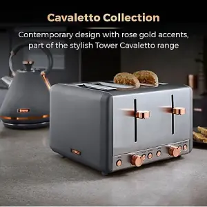 Tower Cavaletto Pyramid Kettle and 4 Slice Toaster Set Grey