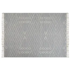 Cotton Area Rug 140 x 200 cm Grey and White KHENIFRA