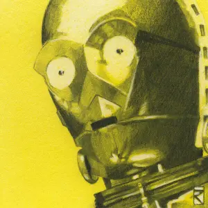 Star Wars Sketch C-3PO Canvas Print Yellow/Grey (30cm x 30cm)