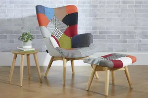 Multi Coloured Armchair Birlea Sloane Easy Fireside Chair Scandinavian Patchwork