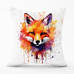 Watercolour Splashart Fox Face Cushions 45cm x 45cm