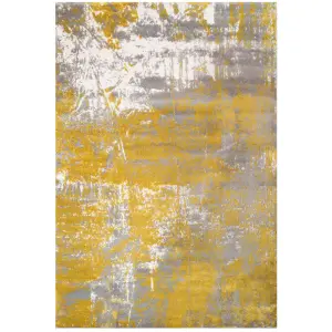 Ochre Grey Super Soft Distressed Abstract Area Rug 160x230cm