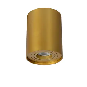 Lucide Tube Modern Surface Mounted Ceiling Spotlight 9,6cm - 1xGU10 - Matt Gold, Brass