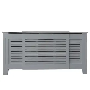 Matt Grey Horizontal Line Radiator Cover - Adjustable