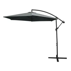 Grey 3m Cantilever Garden Parasol Hanging Umbrella