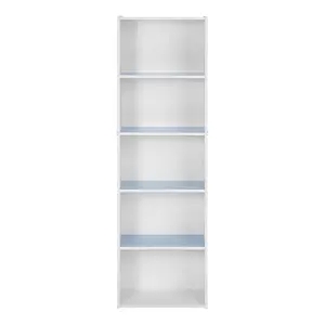 Aliesha Open Shelf Bookcase Light Blue/White / 132.1cm H x 40.1cm W x 23.9cm D